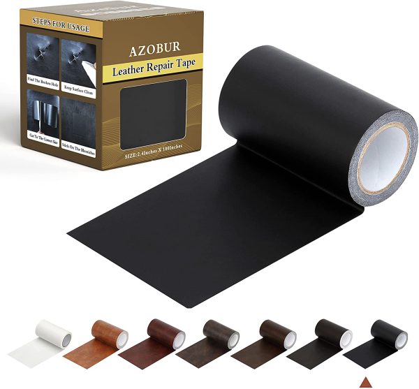 Leather Repair Tape Patch Leather Adhesive for Sofas, Car Seats, Handbags, Jackets,First Aid Patch 2.4"X15' (Black) - Image 5