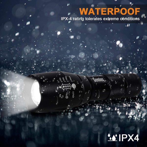 Semlos Tactical Flashlight(Batteries Included) 1000 Lumen, Led Searchlights, Pocket Flashlight High Lumens, 5 Modes, Zoomable, Water Resistant, Handheld Light for Camping, Outdoor, Emergency - Image 3