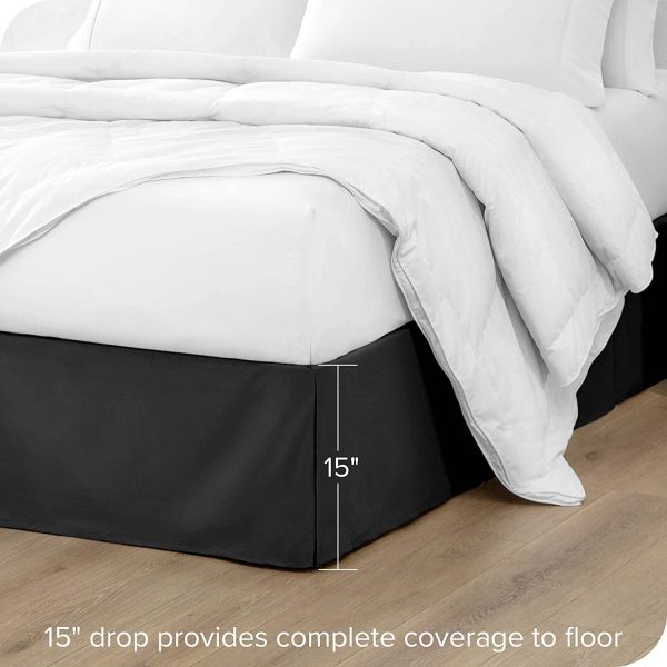 Bed Skirt Double Brushed Premium Microfiber, 15-Inch Tailored Drop Pleated Dust Ruffle, 1800 Ultra-Soft Collection, Shrink and Fade Resistant (Full XL, Black) - Image 7