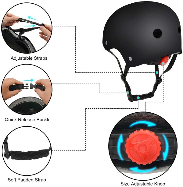 Skateboard Helmet for Kids Youth Adult, Bike Helmet CPSC Certified for Skate Scooter Rollerblade Roller Skate Bicycle Cycling BMX Inline Skating Climbing Longboard with Removable Liner - Image 2