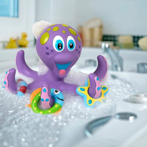 Nuby Floating Purple Octopus with 3 Hoopla Rings Interactive Bath Toy - Image 4