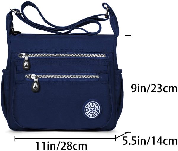 Tibes Fashion Women Nylon Shoulder Bag Waterproof Crossbody Purse Organize Travel Messenger Bag Deep Blue - Image 7