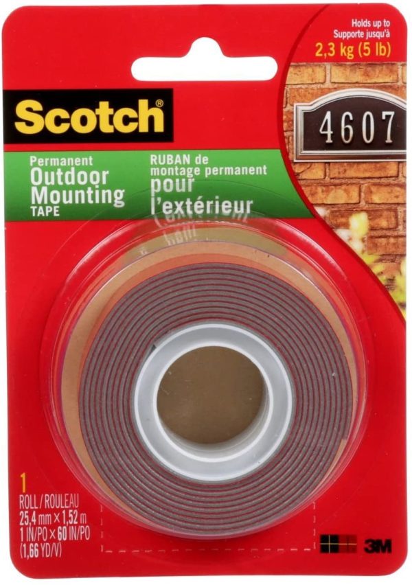 Outdoor Mounting Tape, Double Sided Foam Tape, 1 in x 60 in (2.54 cm x 1.54 m) - 4011C - Image 6