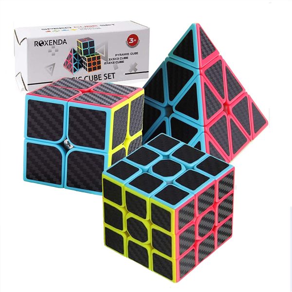 Speed Cubes, ROXENDA Speed Cube Set of 2x2 x Pyramid Carbon Fiber Magic Cube - Image 7