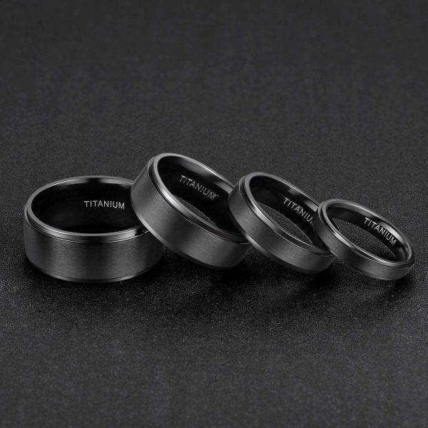 TIGRADE 4mm 6mm 8mm 10mm Black Titanium Rings Wedding Band Matte Comfort Fit for Men Women - Image 6