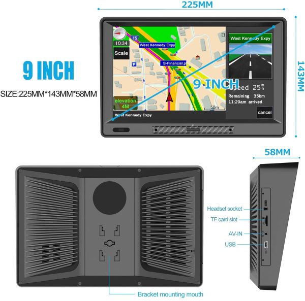 AWESAFE GPS Navigation for Car 9 inch Touch Screen Car GPS with Lifetime Free Map Update - Image 4