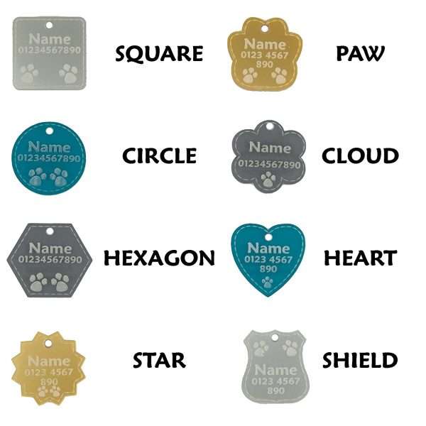 Luxury Dog Tags | Cat Name Tags | Engraved Personalised Pet ID | Dog Collar Tag | Cat Name Tags | 4 Colours | 8 Shapes | 3 Sizes - Image 2