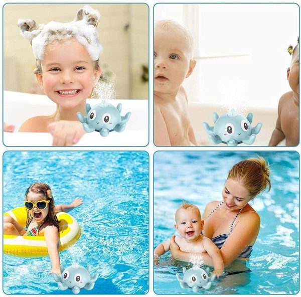 Baby Bath Toys, Octopus Toys That Can Squirt Water and Light Up, Baby Pool Shower Bathroom Toys, Ideal Gifts for Boys and Girls (Blue) - Image 3