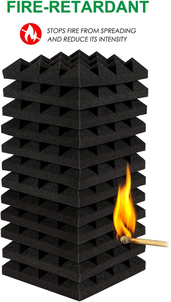 Sound Proof Padding, AGPtEK 24 Packs Soundproof Foams 25x25x5CM (Black) Acoustic Foam Panels, Ideal for Recording Studio, TV Room, Kid?M?? Room,and Office and Podcast Recording - Image 2