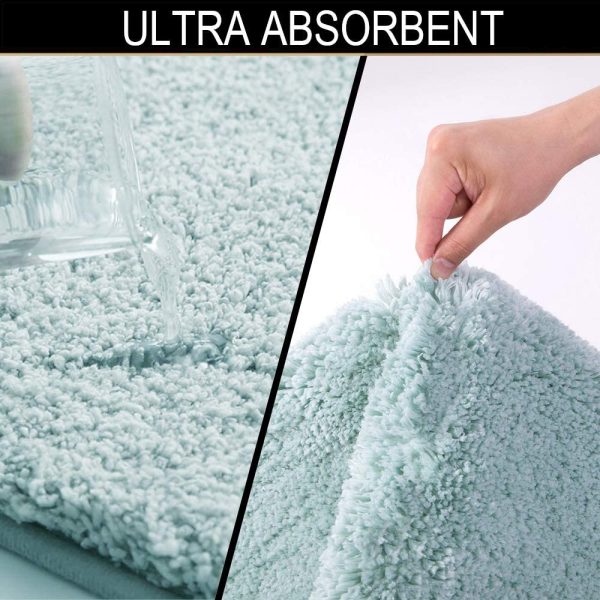 Bathroom Rug Non Slip Bath Mat for Bathroom (16 x 24, Aqua) Water Absorbent Soft Microfiber Shaggy Bathroom Mat Machine Washable Bath Rug for Bathroom Thick Plush Rugs for Shower - Image 3