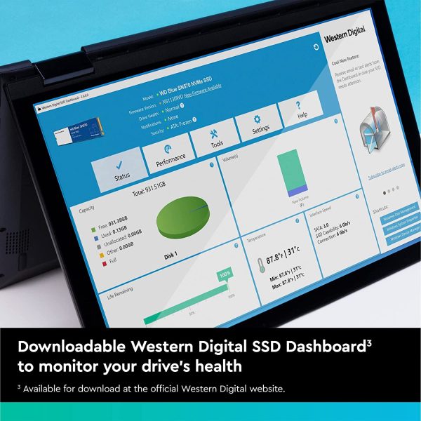 Western Digital 1TB WD Blue SN570 NVMe Internal Solid State Drive SSD - Gen3 x4 PCIe 8GB/s, M.2 2280, Up to 3,500 MB/s - WDS100T3B0C