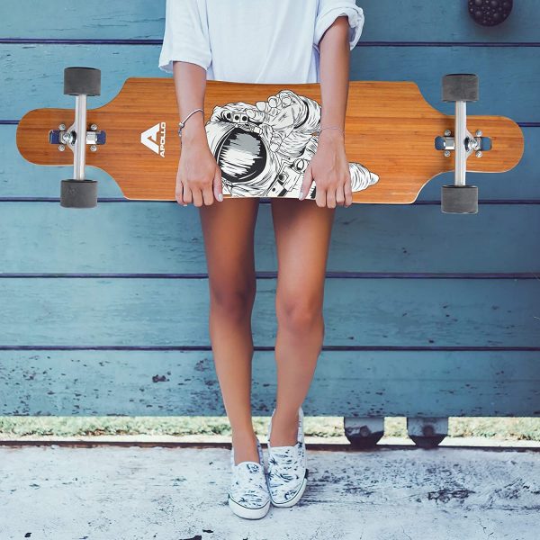 APOLLO Longboard Skateboards - Premium Long Boards for Adults, Teens and Kids. Cruiser Long Board Skateboard. Drop Through Longboards Made of Bamboo, Fiberglass, Maple - High-Speed Bearings & T-Tool - Image 4