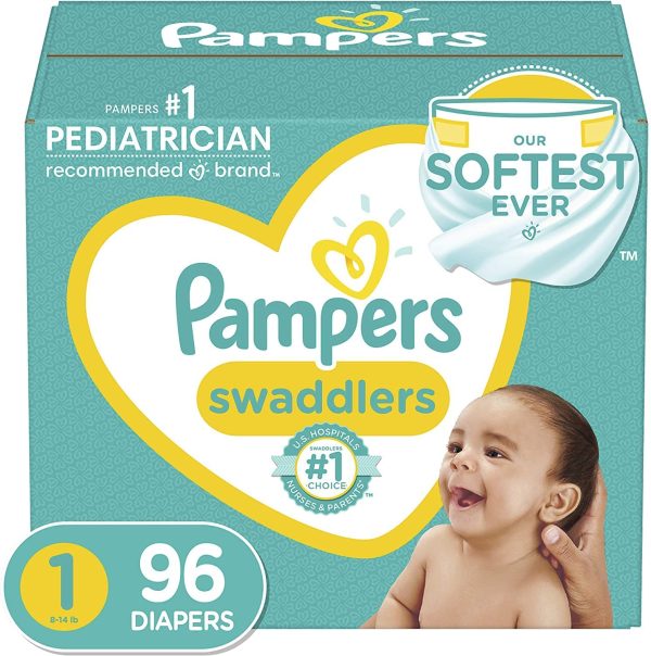 Pampers Size 1 - Swaddlers Disposable Diapers, 96 Count, Super Pack (Packaging and Prints May Vary) - Image 2