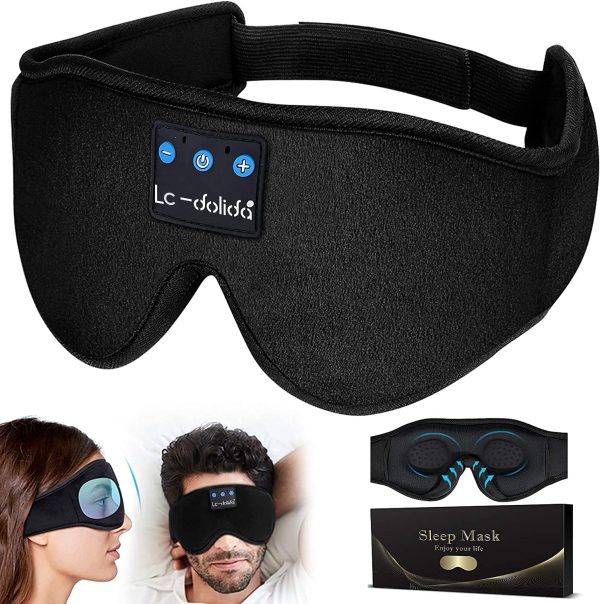 Sleeping Mask 3D, Sleep Headphones Music Eye Cover Headsets Travel Built-in HD Ultra Soft Thin Speakers Microphones For Side Sleeper Airplane,Personalised Gifts Men Women Mom Dad Unisex (Sleep Mask - Black) - Image 5