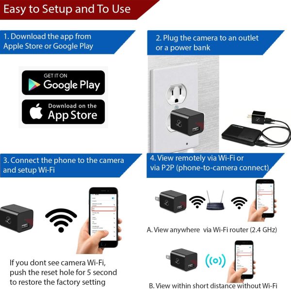 Spy Camera - Hidden Camera Wi-Fi - USB Charger - Hidden Camera Charger - USB Charger Camera - Surveillance Camera - Hidden Spy Camera - Hidden Nanny Cam - Full HD Wireless Remote View [Upgraded] - Image 4