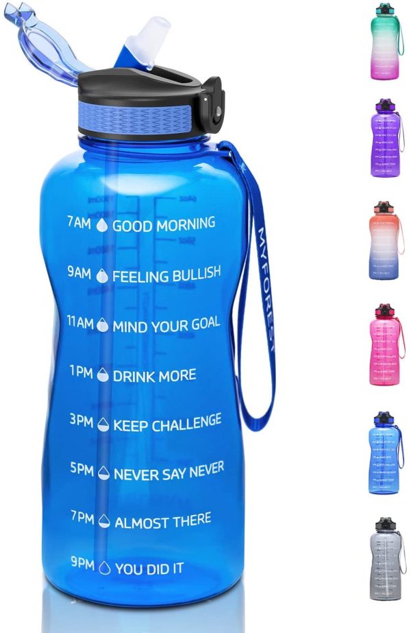 Half Gallon Tritan Water Bottle with Straw BPA Free, 74oz Gym Bottles with Time Marker, 2.2L Daily Water Intake Bottle for Your Drinking Water Needs BLUE - Image 8