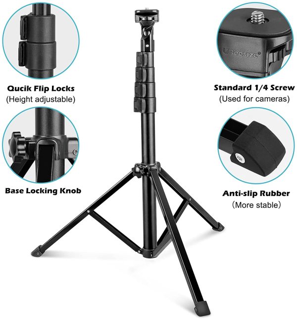 Selfie Stick Tripod, UBeesize 51" Extendable Tripod Stand with Bluetooth Remote for Cell Phones and Cameras, Heavy Duty Aluminum, Lightweight - Image 5