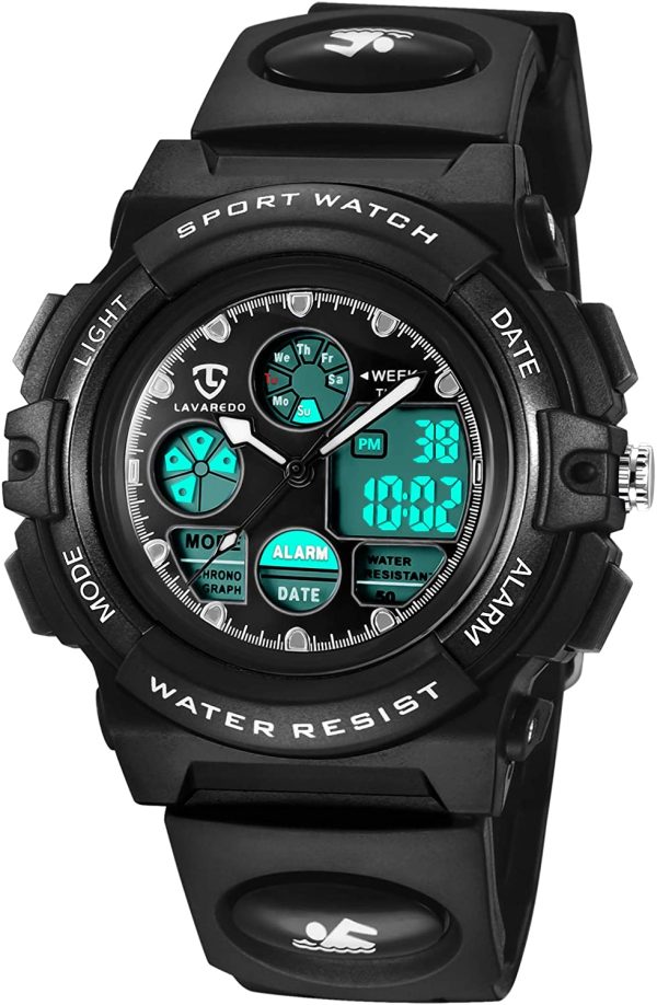 Watch Kid's Watches Boys Analog Digital Quartz Sport Electronic Military Dual Time Waterproof LED Back Light 164Ft 50M Water Resistant Calendar Alarm Stopwatch Multifunction