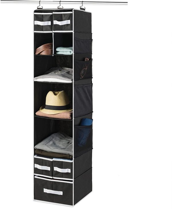 Shelf Hanging Closet Organizer with 5 Drawer Organizers, Baby Nursery Closet, Diaper Caddy Organizer, Slotted Storage Baskets, Hanging Drawers, Dorm Room Closet with Foldable Cube Storage Bins - Image 2