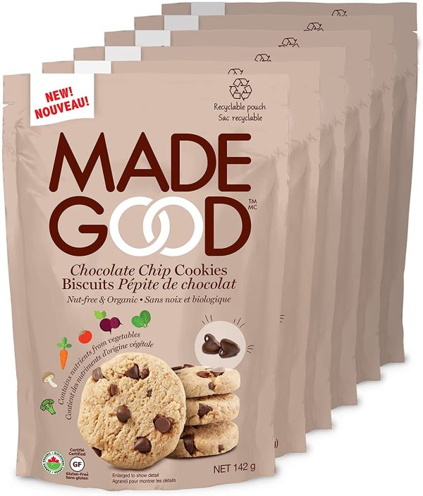 MadeGood Chocolate Chip Crunchy Cookies, 142g x 6 Pouches; Non-GMO, Nut Free, Organic, Nutrients from Vegetables, Vegan, Gluten-Free - Image 2