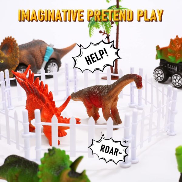 CUTE STONE Dinosaur Transport Truck Toy with Dinosaur Figures, Kids Dinosaur Playset with Friction Powered Cars, Pull Back Cars, Activity Playmat, Dino Car for Toddlers Boys Grils - Image 7