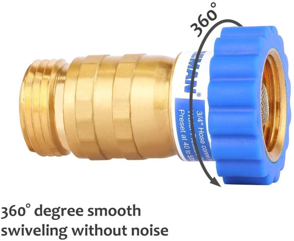 Measureman Lead-Free Brass, Water Pressure Regulator, Pressure Reducer for Camper, Trailer, RV, Garden, Plumbing System, 40-50 psi, 3/4"Hose - Image 2