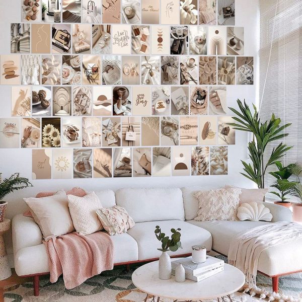 ANERZA 100 PCS Beige Wall Collage Kit Aesthetic Pictures, Room Decor for Bedroom Aesthetic, Posters for Room Aesthetic, Cute Photo Wall Decorations for Teen Girls, Dorm Trendy Wall Art