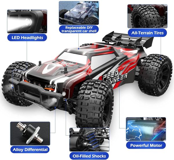 DEERC 9206E Remote Control Car 1:10 Scale Large RC Cars 48+ kmh High Speed for Adults Boys Kid,Extra Shell 4WD 2.4GHz Off Road Monster RC Truck,All Terrain Crawler Gift with 2 Battery for 40+ Min Play - Image 7