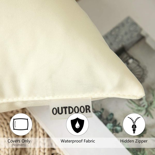 MIULEE Pack of  Decorative Outdoor Waterproof Pillow Covers Garden Cushion Sham Throw Pillowcase Shell for Patio Tent Couch 1x0 Inch Beige - Image 3