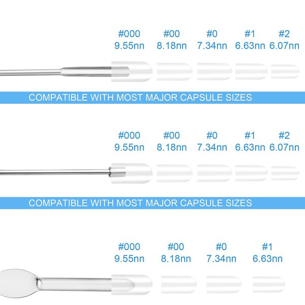 Capsule Filling Tools, Micro Lab Spoon Spatula Tamper Tool for Fast and Easy Gel Capsule Filling, Gel Cap Capsule Pill Filler Machine - #000 00 0 1 2 - Image 9