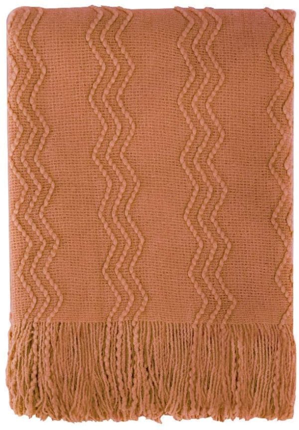 Bourina Throw Blanket Textured Solid Soft Sofa Couch Cover Decorative Knitted Blanket, 50" x 60", Almond - Image 4