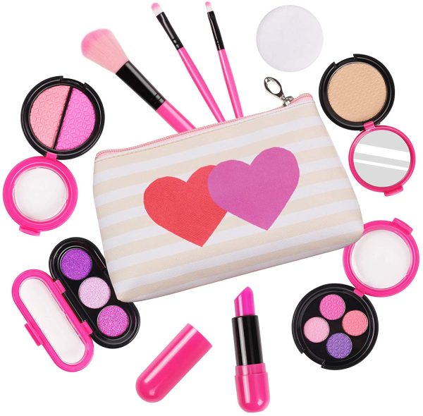 AMOSTING Kids Pretend Makeup Toys for Girls Pretend Play Cosmetic Beauty Princess Makeup Set with Cute Cosmetic Bag as Christmas Birthday Gift for Kids - Image 5