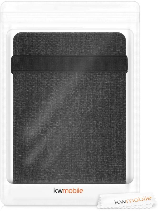 kwmobile Cover Compatible with Kobo Clara HD - Fabric e-Reader Case with Hand Strap and Stand - Fabric Dark Grey - Image 4