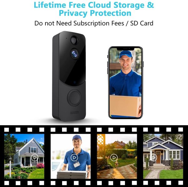 Wireless WiFi Video Doorbell Camera , Door Bell with Human Motion Detection, Night Vision, Battery Powered with2-Way Audio, 166??Wide Angle,IP65 Waterproof ,Lifetime Free Cloud Storage , (Doorbell) - Image 6