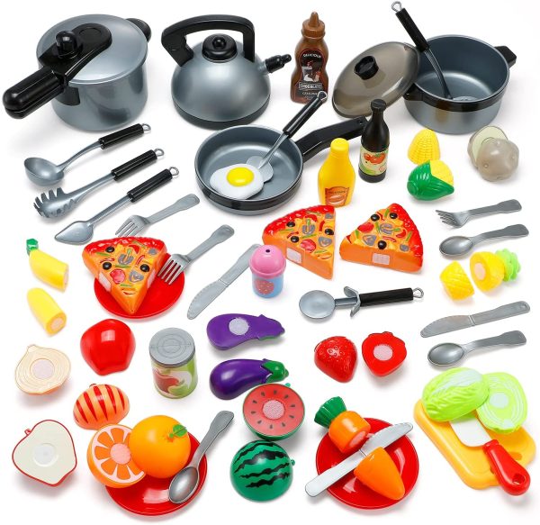 Theefun Kids Kitchen Playset Toys, 46Pcs Pretend Play Cooking Sets Includes Pressure Pot and Pans, Cutting Play Food and Cooking Utensils Accessories, Educational Toys Gifts for Toddlers Girls Boys - Image 7