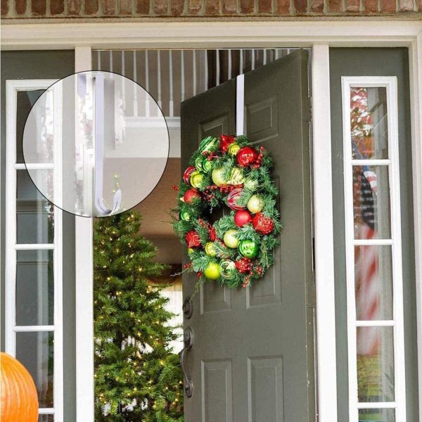 15" Wreath Hanger for Front Door Christmas Decoration Metal Over The Door Single Hook-Wreath Hanger Over The Door - Image 2