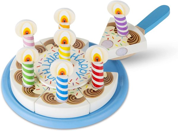 Melissa & Doug Birthday Party Cake - Wooden Play Food With Mix-n-Match Toppings and 7 Candles - Image 5