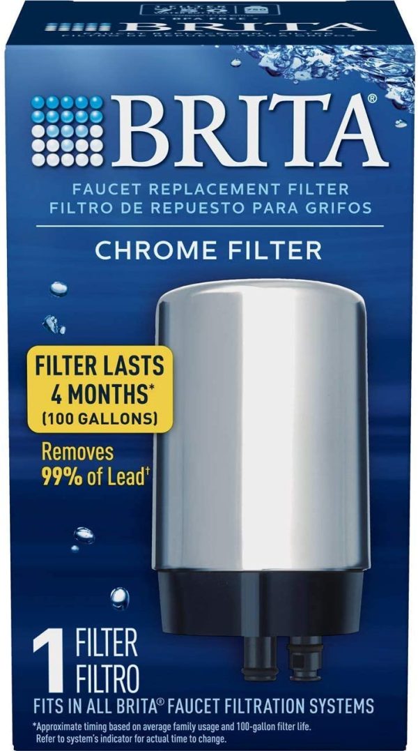 Tap Water Filter, Water Filtration System Replacement Filters For Faucets, Reduces Lead, BPA Free â€??Chrome, 1 Count - Image 3