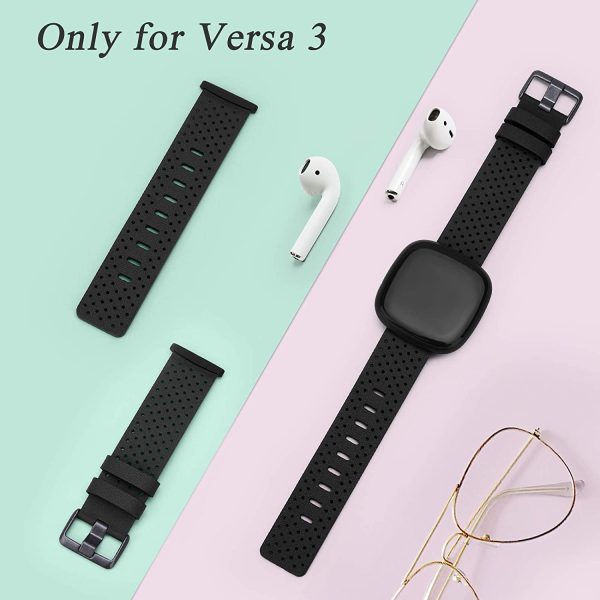 Vancle Leather Bands Compatible with Fitbti Sense/Versa 3 Bands, Classic Genuine Leather Wristband for Fitbit Versa 3/Sense Smart Watch Women Men Small Large Size