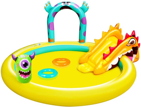 Kiddie Pool with Slide Monster Inflatable Sprinkler Outdoor Toys, 80.5" x 70.5" x 33" Splash Pad for Toddler Boys Girls Kids Swimming Pool Backyard Garden - Image 3