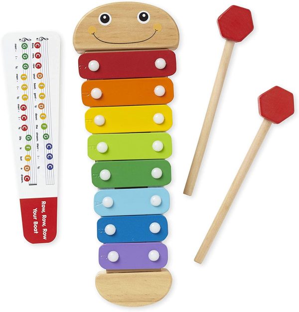 Melissa & Doug Caterpillar Xylophone, Musical Instruments, Rainbow-Colored, One Octave of Notes, Self-Storing Wooden Mallets, 45.72 cm H x 15.748 cm W x 5.08 cm L - Image 3