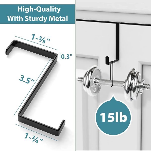 Over The Door Hooks 10 Pack, Z-Shaped Door Hanger Hook Fits The 1 3/8?M?and 1 3/4?M?Door Widths, Reversible Sturdy Metal Over Door Hooks for Hanging Clothes, Coats, Towels and Shoe Organizers (Black) - Image 3