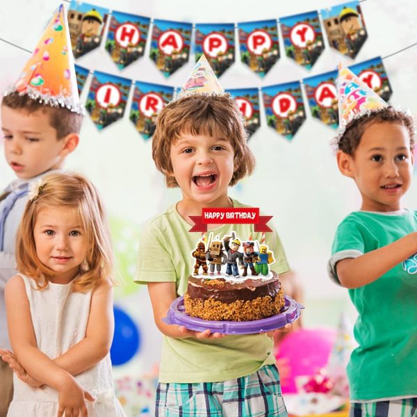 Roblox Party Supplies, Roblox Birthday Party Decorations, Robot Blocks Birthday Party Supplies, Sandbox Video Game Party Supplies for Kids Include Banner, Toppers, Balloons, Invitations, Stickers