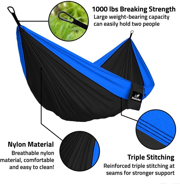 Camping Hammock with Straps - Hammocks - Portable Hammock Kids Hammock Outdoor Hammock - Hamac Double Hammock - 2 Person Hammock Tree Hammock - Hamock Tent for Travel - Hammocks for Outside - Image 4