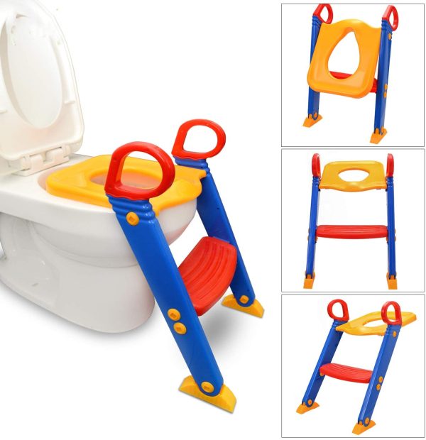 Potty Training Toilet Seat with Step Stool Ladder for Kids Children Baby Non-Slip Wide Steps - Image 4