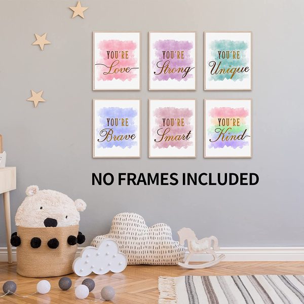 HOMANGA Girls Room Decor Posters, Kids Room Wall Art, Girls Room Wall Decor, Posters For Teen Girls Room, Girls Wall Decor Prints for Bedroom, Nursery Room, Playroom (Set of 6, 20x25 CM, Unframed) - Image 5