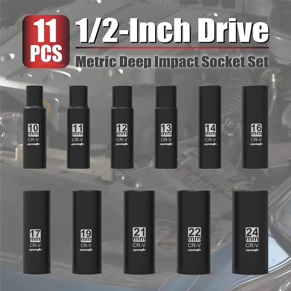 1/2-Inch Drive Metric Deep Impact Socket Set 11 Sockets - Image 2