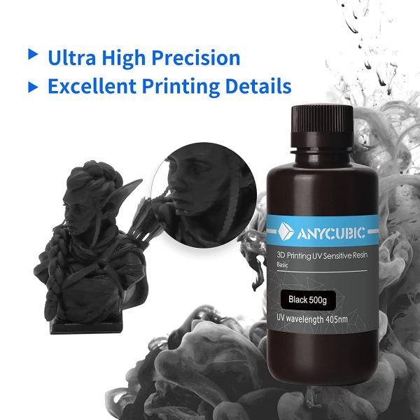 ANYCUBIC 3D Printer Resin, 405nm SLA UV-Curing Resin, High Precision & Rapid Photopolymer for LCD/DLP/SLA 3D Printing(Black, 500g) - Image 4