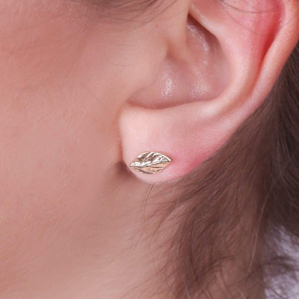 Sterling Silver Leaf Stud Earrings Dainty Everyday tiny Studs - Image 9