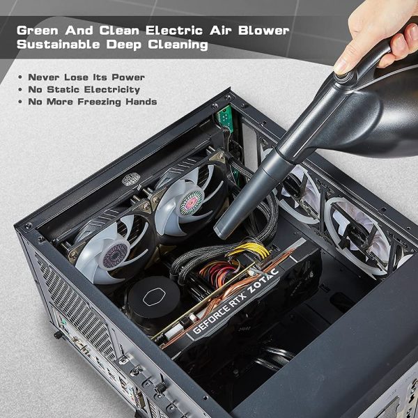 Compressed Air 3.0 - Electric Air Duster (550 watts) Replaces Canned Air - Electric Duster for Cleaning Gaps, Computer, Keyboard, Replaces Compressed Air Can - Dust Blower (Black-CA)